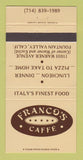 Matchbook Cover - Franco's Caffe Fountain Valley CA 30 Strike