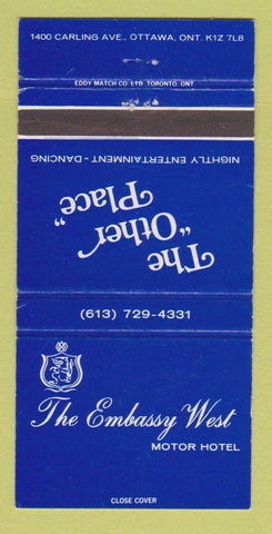 Matchbook Cover - The Embassy West Motor Hotel Ottawa ON 30 Strike