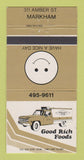 Matchbook Cover - Good Rich Foods Markham ON food truck 30 Strike