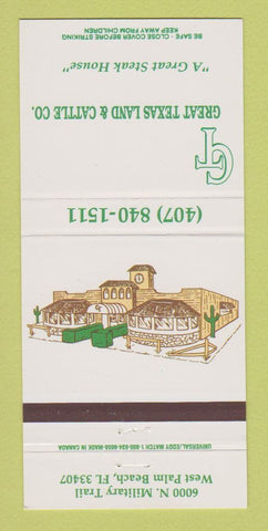 Matchbook Cover Great Texas Land and Cattle Company West Palm Beach FL 30 Strike