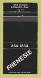 Matchbook Cover - Frenesie Lasalle QC Restaurant? WEAR 30 Strike