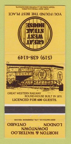 Matchbook Cover - Great West Steak House London ON 30 Strike
