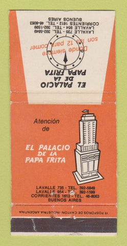 Matchbook Cover - El Palacio De Papa Frita Buenos Aires Argentina WEAR 30 Strike