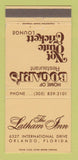 Matchbook Cover - Latham Inn Orlando FL Bogart's Restaurant 30 Strike