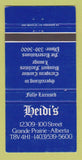 Matchbook Cover - Heidi's Restaurant Grande Prairie AB WEAR 30 Strike