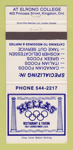 Matchbook Cover - Hellas Restaurant Tavern Kingston ON 30 Strike