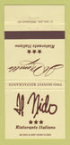 Matchbook Cover - Il Monello Italian Restaurant New York City 30 Strike