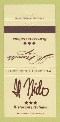 Matchbook Cover - Il Monello Italian Restaurant New York City 30 Strike