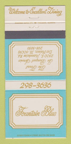 Matchbook Cover - Fountain Blue Restaurant Des Plaines IL 30 Strike