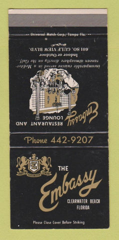 Matchbook Cover - Embassy Restaurant Clearwater Beach FL 30 Strike