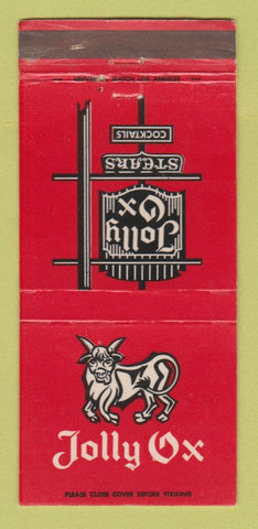 Matchbook Cover - Jolly Ox Steaks San Diego Solana Beach CA 30 Strike