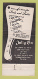 Matchbook Cover - Jolly Ox Steaks San Diego Solana Beach CA 30 Strike