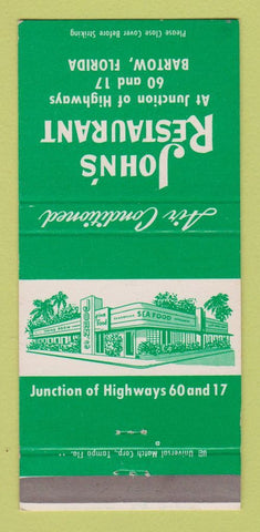 Matchbook Cover - John's Restaurant Bartow FL 30 Strike
