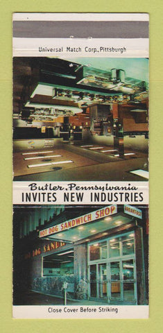 Matchbook Cover - Hot Dog Sandwich Shop Butler PA 30 Strike