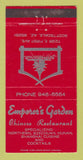 Matchbook Cover - Emperor's Garden Chinese Restaurant Scottsdale AZ 30 Strike