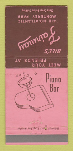 Matchbook Cover - Bill's Fairway Piano Bar Monterey Park CA 30 Strike