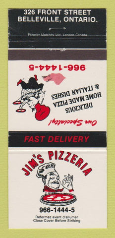 Matchbook Cover - Jim's Pizza Belleville ON 30 Strike