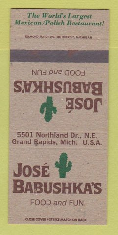 Matchbook Cover - Jose Babushka's Restaurant Grand Rapids MI 30 Strike