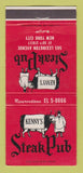 Matchbook Cover - Kenny's Steak Pub New York City 30 Strike