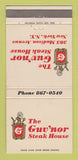 Matchbook Cover - The Guv'nor Steak House New York City 30 Strike
