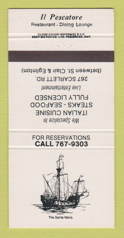 Matchbook Cover - Il Pescatore Restaurant Toronto ON 30 Strike