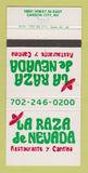 Matchbook Cover - La Raza de Nevada Restaurant Carson City NV 30 Strike