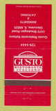 Matchbook Cover - Gusto Italian Restaurant Glenview IL 30 Strike