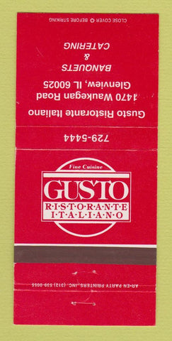 Matchbook Cover - Gusto Italian Restaurant Glenview IL 30 Strike