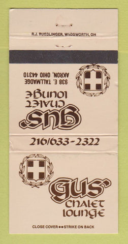 Matchbook Cover - Gus' Chalet Lounge Akron OH WEAR 30 Strike