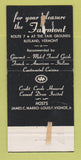 Matchbook Cover - Fairmont Restaurant Rutland VT WEAR 30 Strike