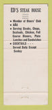 Matchbook Cover - Ed's Steak House Bedford? PA 30 Strike