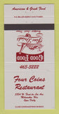 Matchbook Cover - Four Coins Restaurant Greek Milwaukee WI 30 Strike