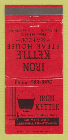 Matchbook Cover - Iron Kettle Steak House Greenville PA WEAR 30 Strike