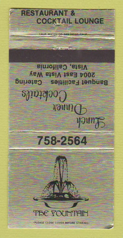 Matchbook Cover - The Fountain Restaurant Vista CA  30 Strike