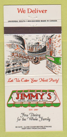 Matchbook Cover Jimmy's Italian Restaurant Coral Springs Hollywood FL 30 Strike