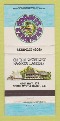 Matchbook Cover - Grouper's Seafood Restaurant North Myrtle Beach SC 30 Strike