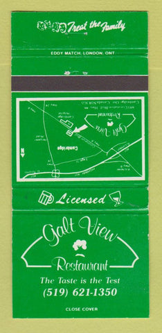 Matchbook Cover - Galt View Restaurant  Cambridge ON 30 Strike