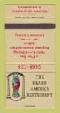 Matchbook Cover - Grand America Restaurant New York City 30 Strike