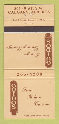 Matchbook Cover - Guidos Restaurant Calgary AB 30 Strike