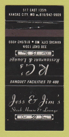 Matchbook Cover - RC's Restaurant Lounge Kansas City MO 30 Strike