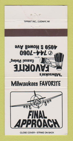 Matchbook Cover - Final Approach Restaurant Milwaukee WI 30 Strike