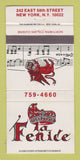 Matchbook Cover - La Fenice Restaurant New York City WEAR 30 Strike