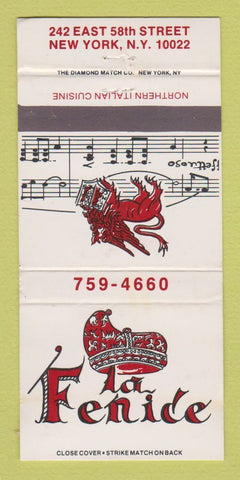 Matchbook Cover - La Fenice Restaurant New York City WEAR 30 Strike