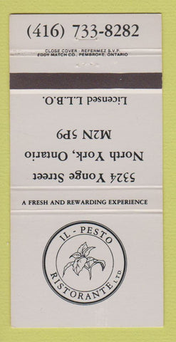 Matchbook Cover - Il Pesto Ristorante North York ON 30 Strike