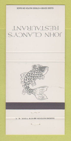 Matchbook Cover - John Clancy's Restaurant New York City 30 Strike