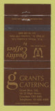 Matchbook Cover - Grants Catering Croydon UK 30 Strike