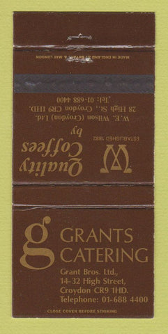 Matchbook Cover - Grants Catering Croydon UK 30 Strike