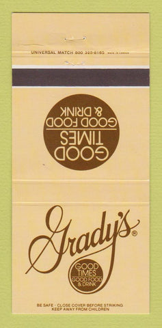 Matchbook Cover Grady's Good Times Restaurant Knoxville TN Atlanta GA 30 Strike