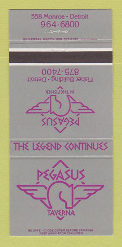 Matchbook Cover - Pegasus Taverna Detroit MI Fisher Building 30 Strike