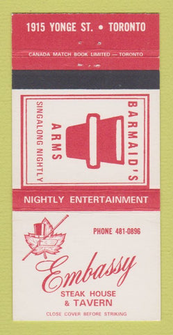 Matchbook Cover - Embassy Steak House Tavern Toronto ON 30 Strike